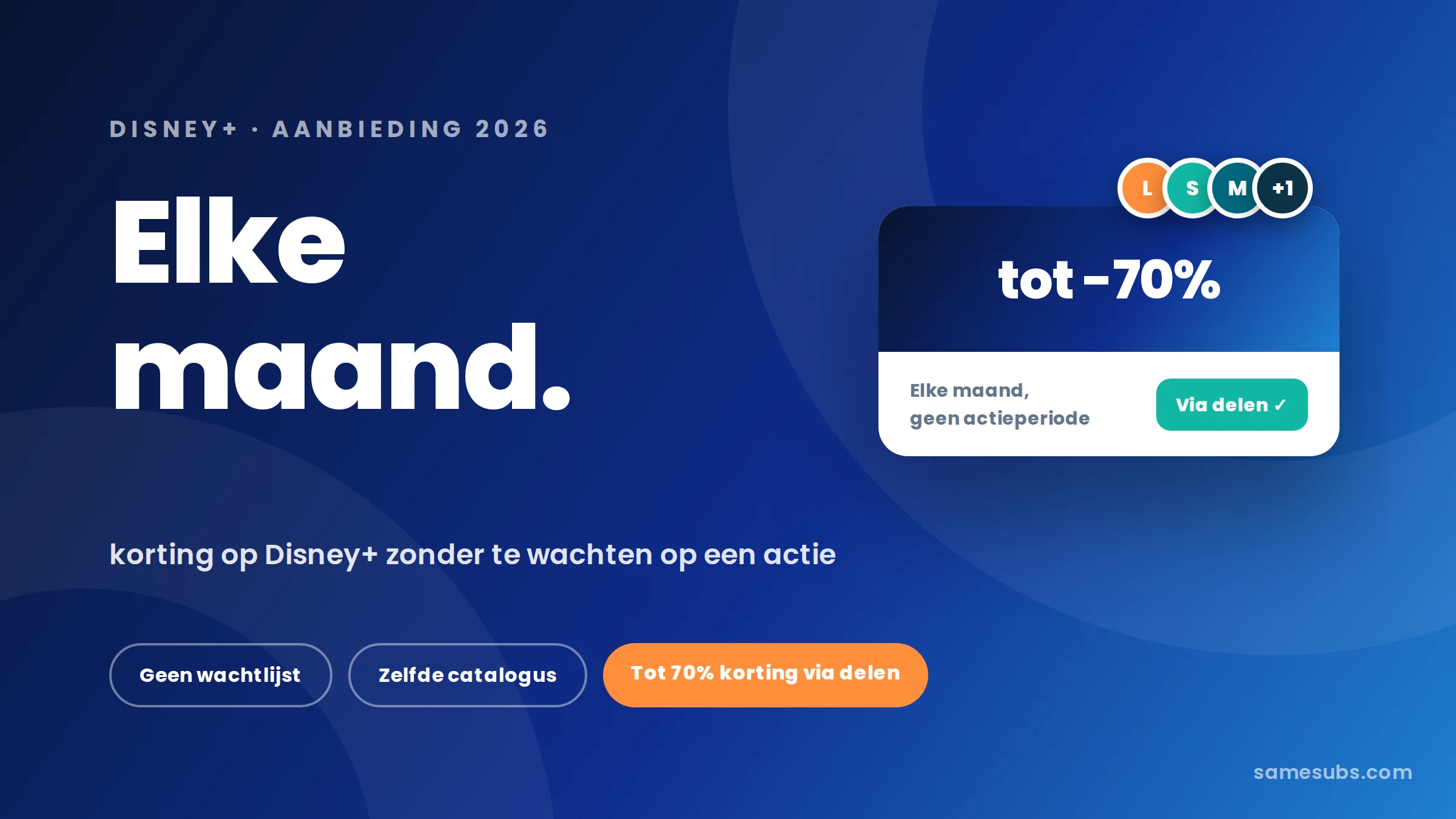 Disney Plus aanbieding 2026 | Iedere maand korting via SameSubs
