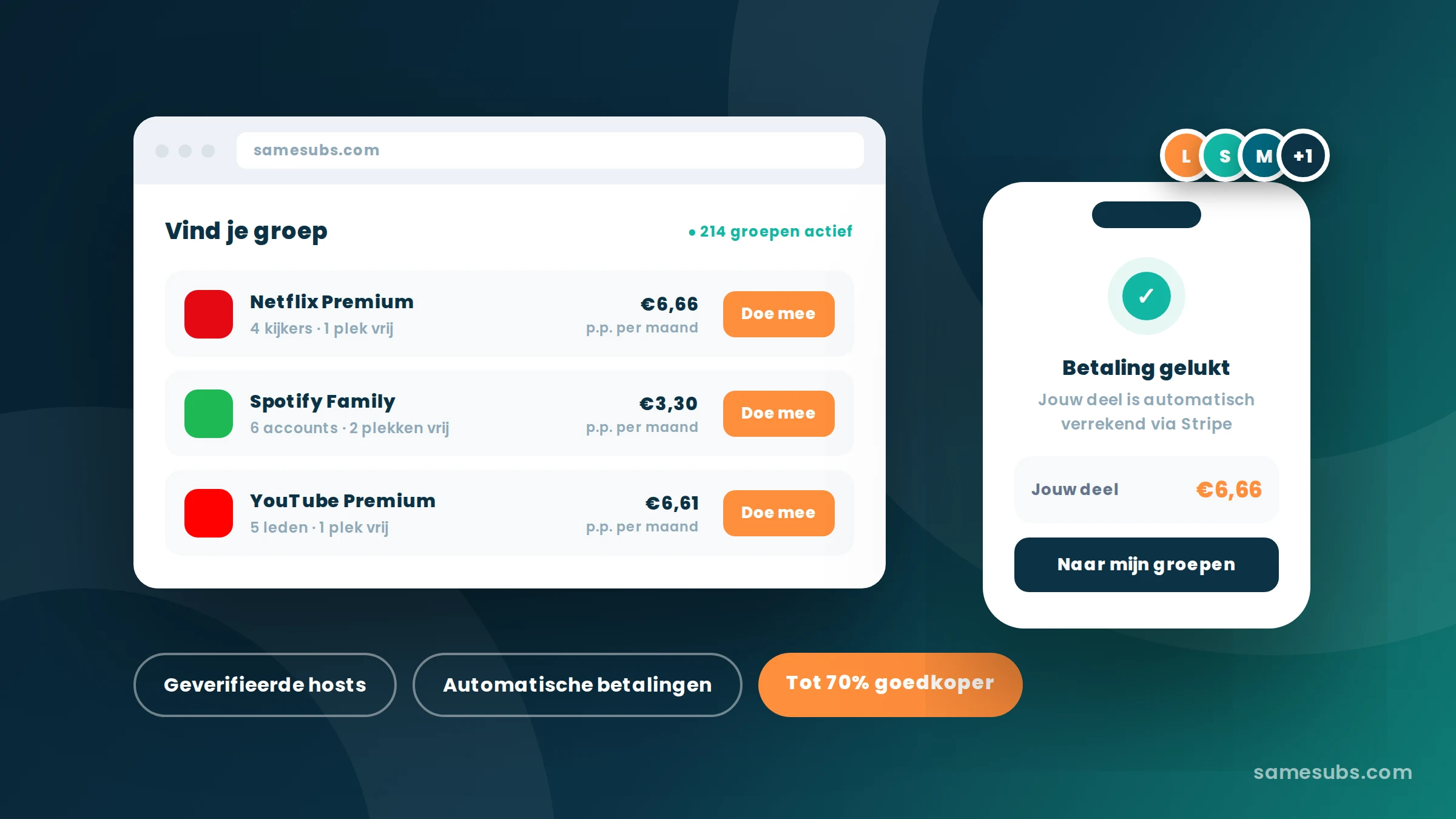 Het SameSubs-platform: vind een groep, betaal alleen jouw deel
