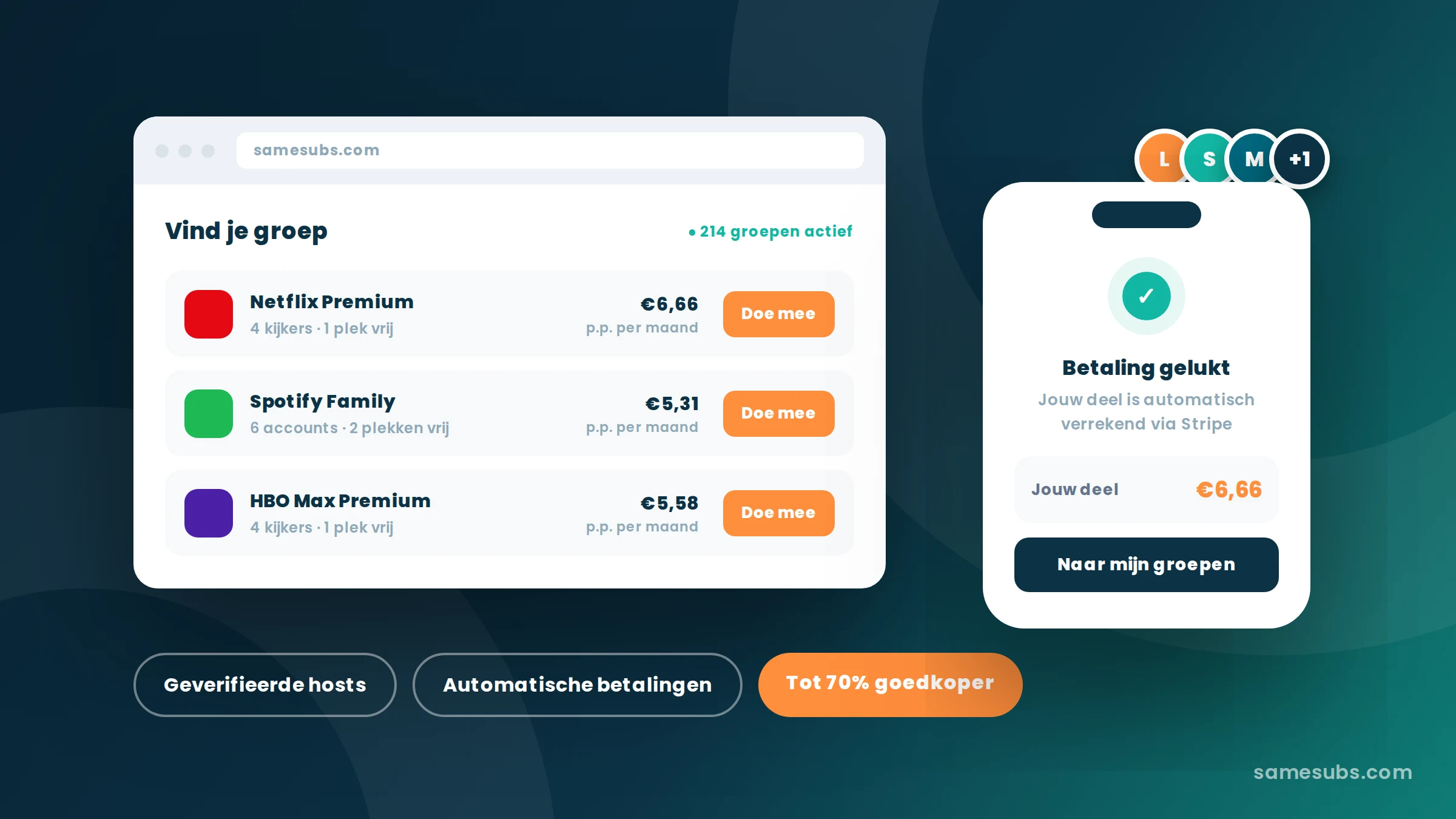 Het SameSubs-platform: vind een groep, betaal alleen jouw deel